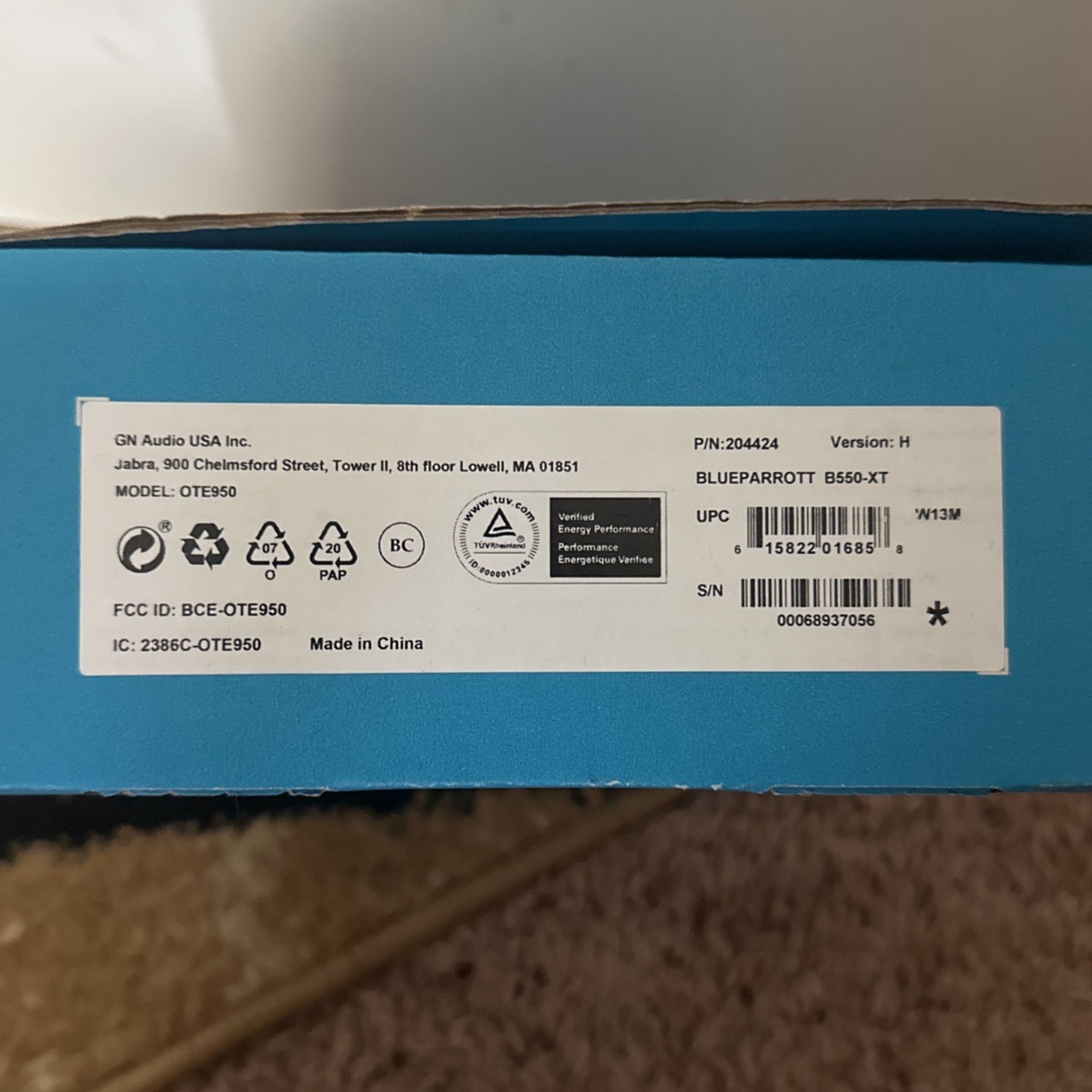 Blueparrott Model: OTE950
