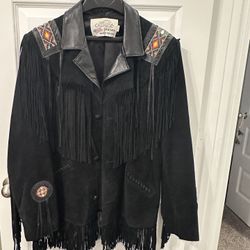 Men’s Vintage Lariat Beaded Fringes Leather jacket- Blazer