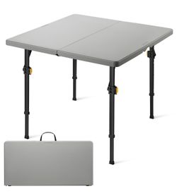 Folding Table, Two Heights Adjustable Square Card Table 34", Collapsible Legs