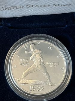Silver 1992 Proof Olympic Baseball Commemorative Silver Dollar Coin U.S. Mint