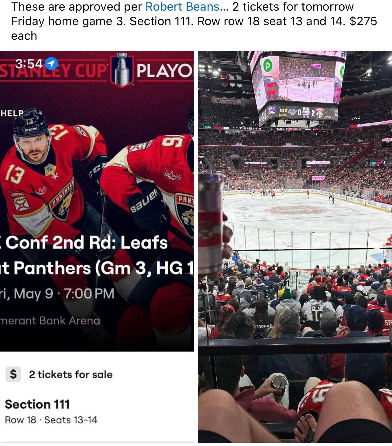 Panther Round Two Hockey Game No Fees