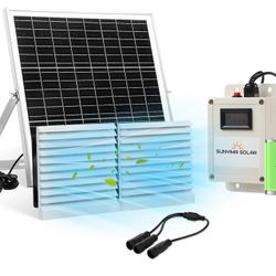 Solar Fan with Battery,20W Solar Panel Powered Fan Kit With Waterproof Dual Exhaust FanS and 9.84ft Switch Cable for Chicken Coops, Sheds, etc