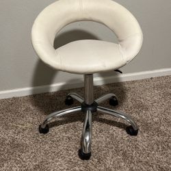 White Faux Leather Vanity Desk  Chair 