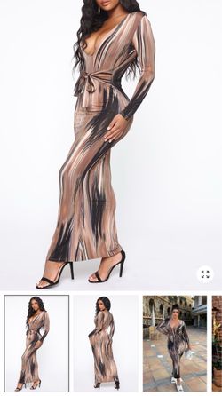 Long Sleeve Maxi Dress with Tie Waist