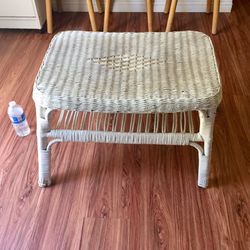 Vintage Large White Wicker Table