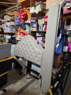 Free Tufted Upholstered Headboard with Nailhead Trim