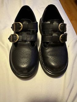 Dr. Martens Black Leather Double Buckle Shoes
