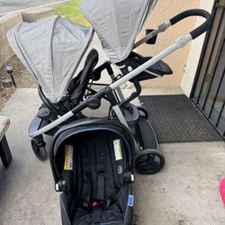 Double Stroller Graco Lx 2.0 Ready2 Grow And Car seat