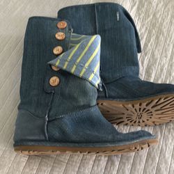 2 Pair Blue Boots Size 8