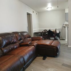 Brown Leather Sectional 