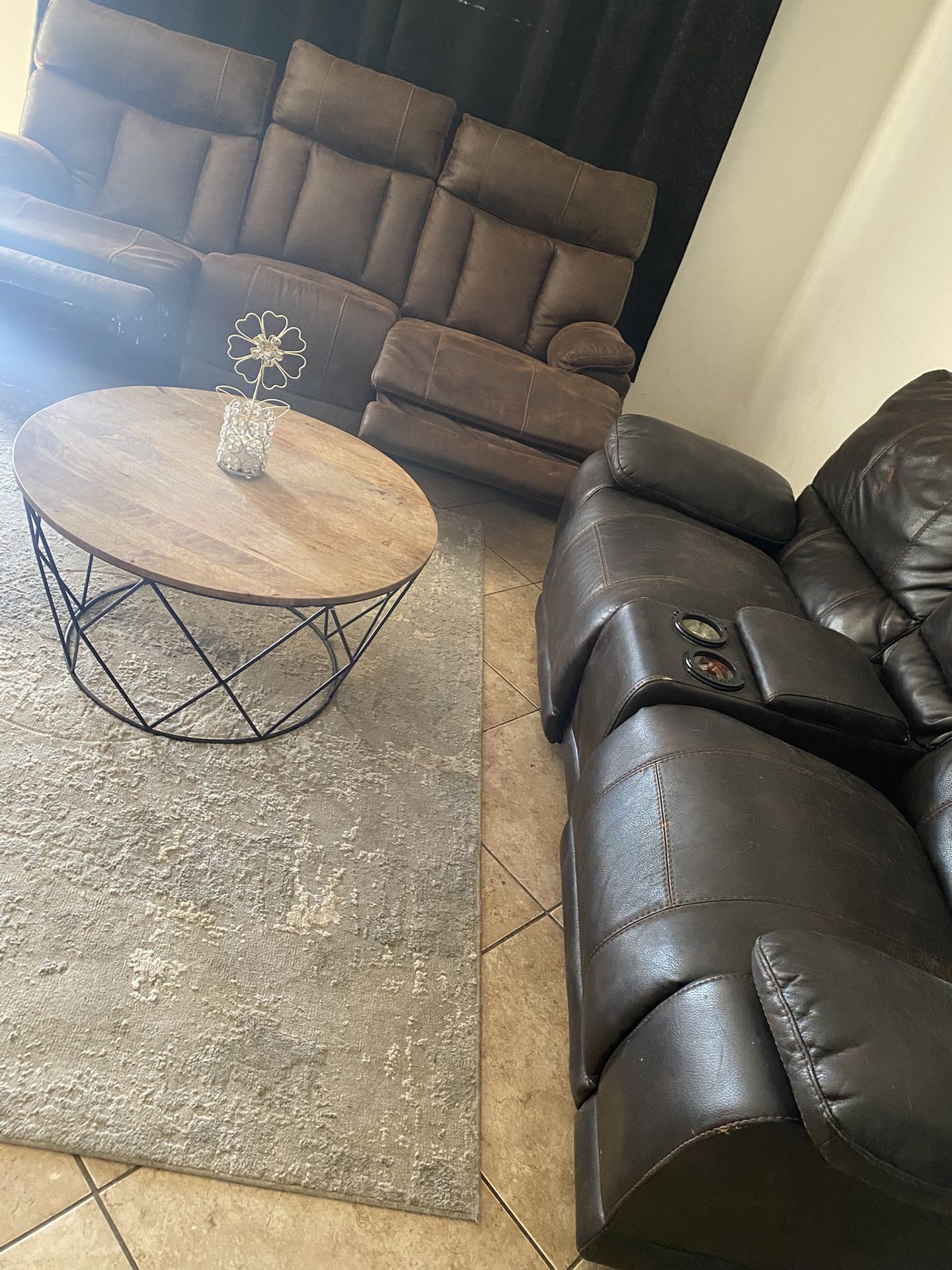 Two Leather Couches The Brown Ones Are Recliner