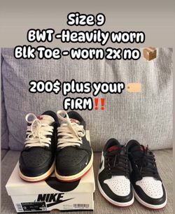 Jordan 1 low BWT & Black toe size 9 Men’s