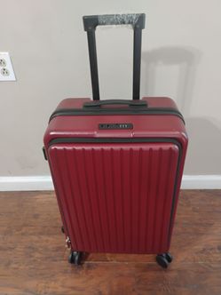 24 inches Red Hard Shell Spinner with Cup holder USB Port and Laptop Compartment