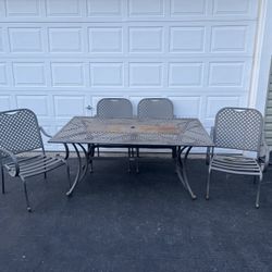 Outdoor Metal Table and 4 Chairs - Hampton Bay Patio Furniture