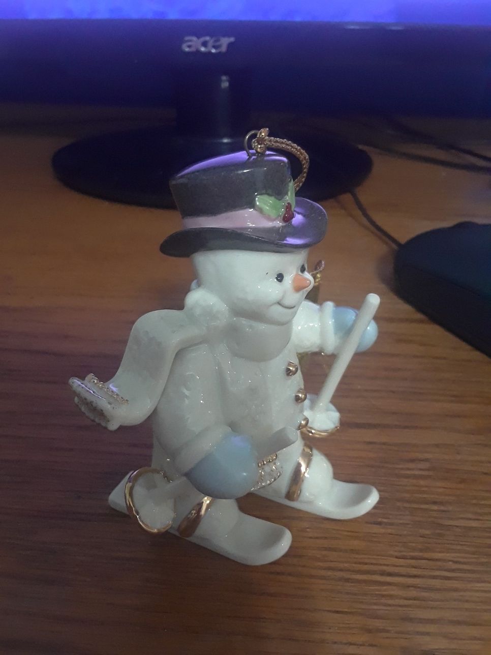 LENOX SKIING SNOWMAN ORNAMENT