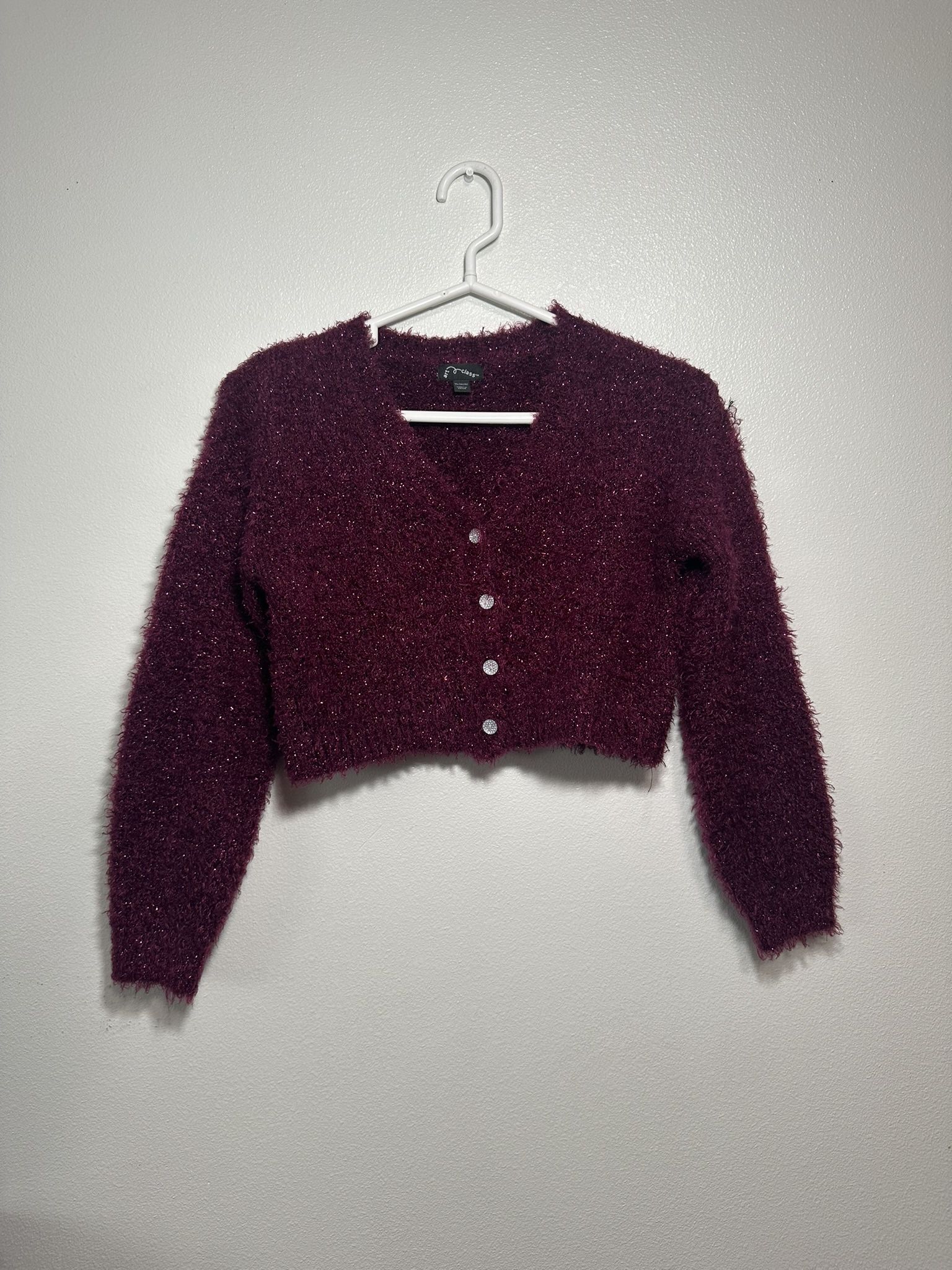 Burgundy Girls Cardigan - XL (14/16)