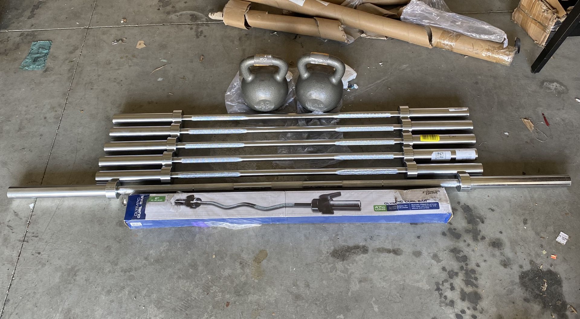 Fitness Gear Olympic Curl Bar 47" Long 2" Easy Bar 15 Pounds inch Gym