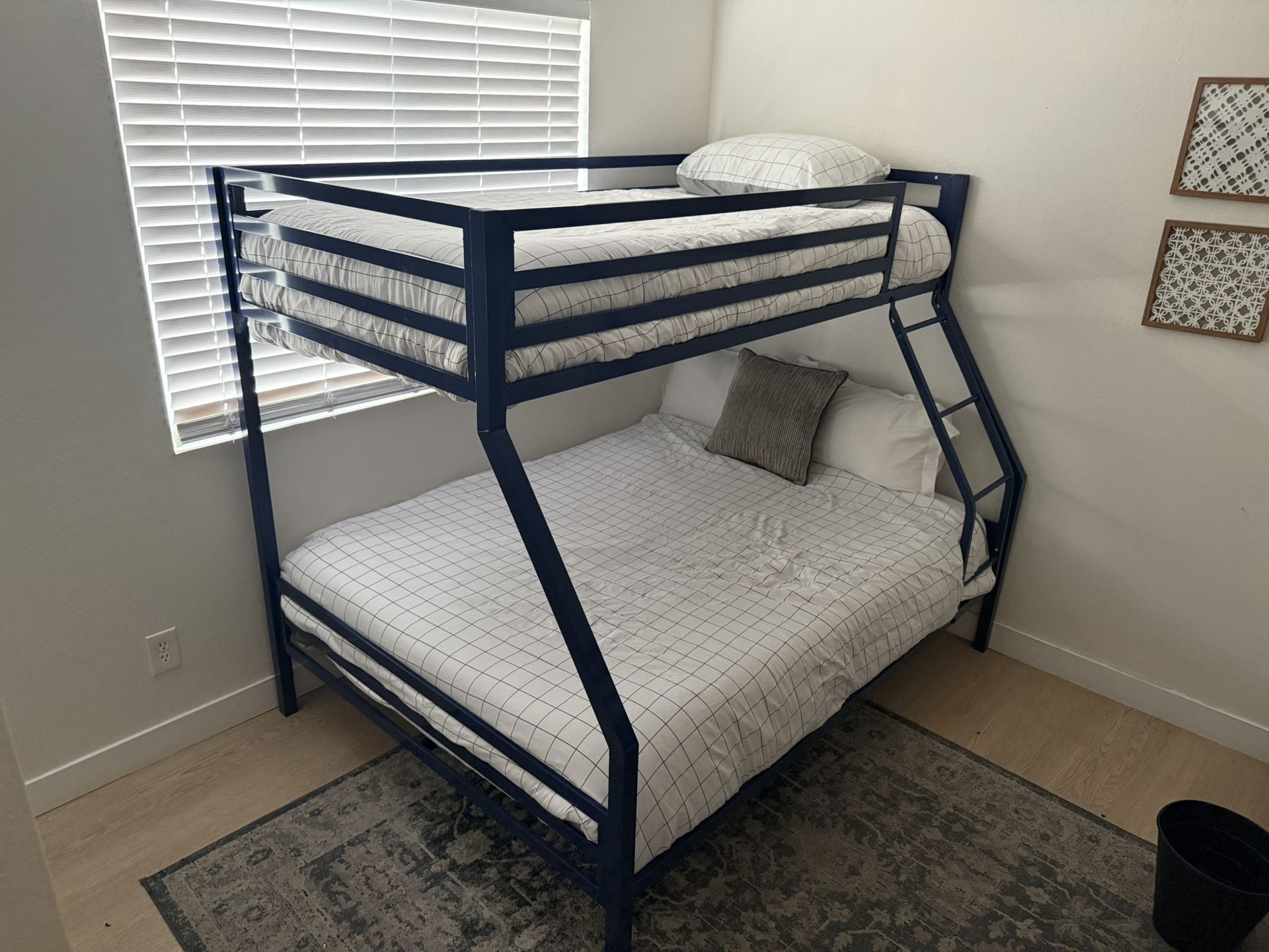 Bunk Bed And/or Mattress Blue Metal