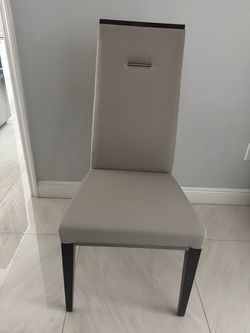 6 Modern Dining Chair Light Gray Leather