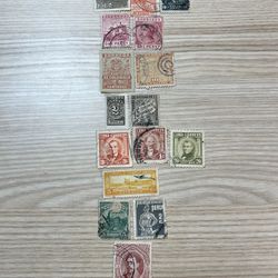 Lot of 16 Vintage Stamps Barbados Brazil Colombia El Salvador Guatemala Peru 