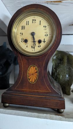 Antique French Balloon Mahogany Clock
