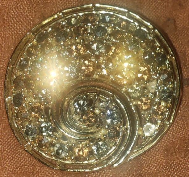 gold shell brooch with diamonds vintage