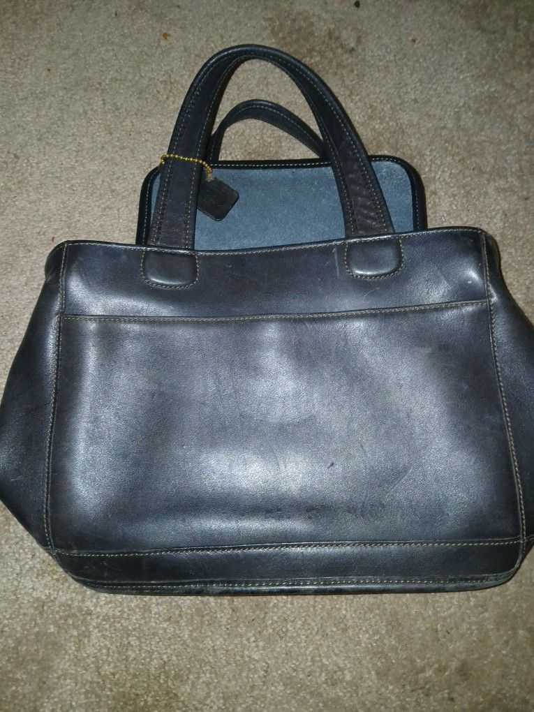 Vintage COACH Hand Bag Brown Bleeker Satchel Leather Tote Bag Purse