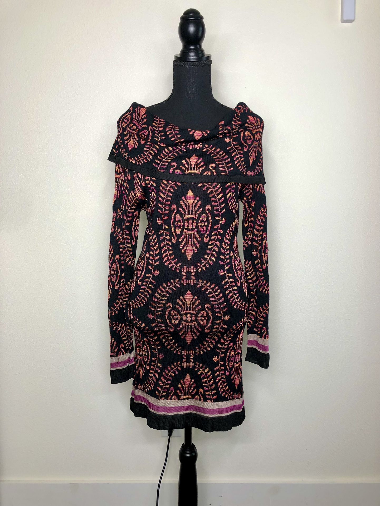 Arden b. Damask Pattern Cowl Neck Sweater Dress
