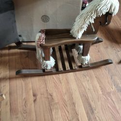 Oak Amish Made Vintage Rocking Horse 