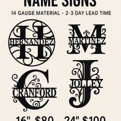 Cnc Plasma Cut Monogram Signs