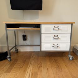 Pottery Barn Teen Locker Desk with Integrated Wireless Charger & LIFX Light Strip – Excellent Condition