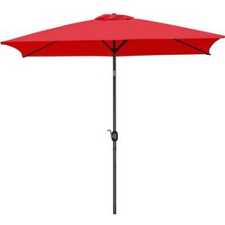 6.5x10FT Rectangular Outdoor Patio Umbrella, Red