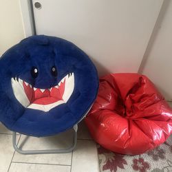 Kids Shark Chair And Bean Bag 