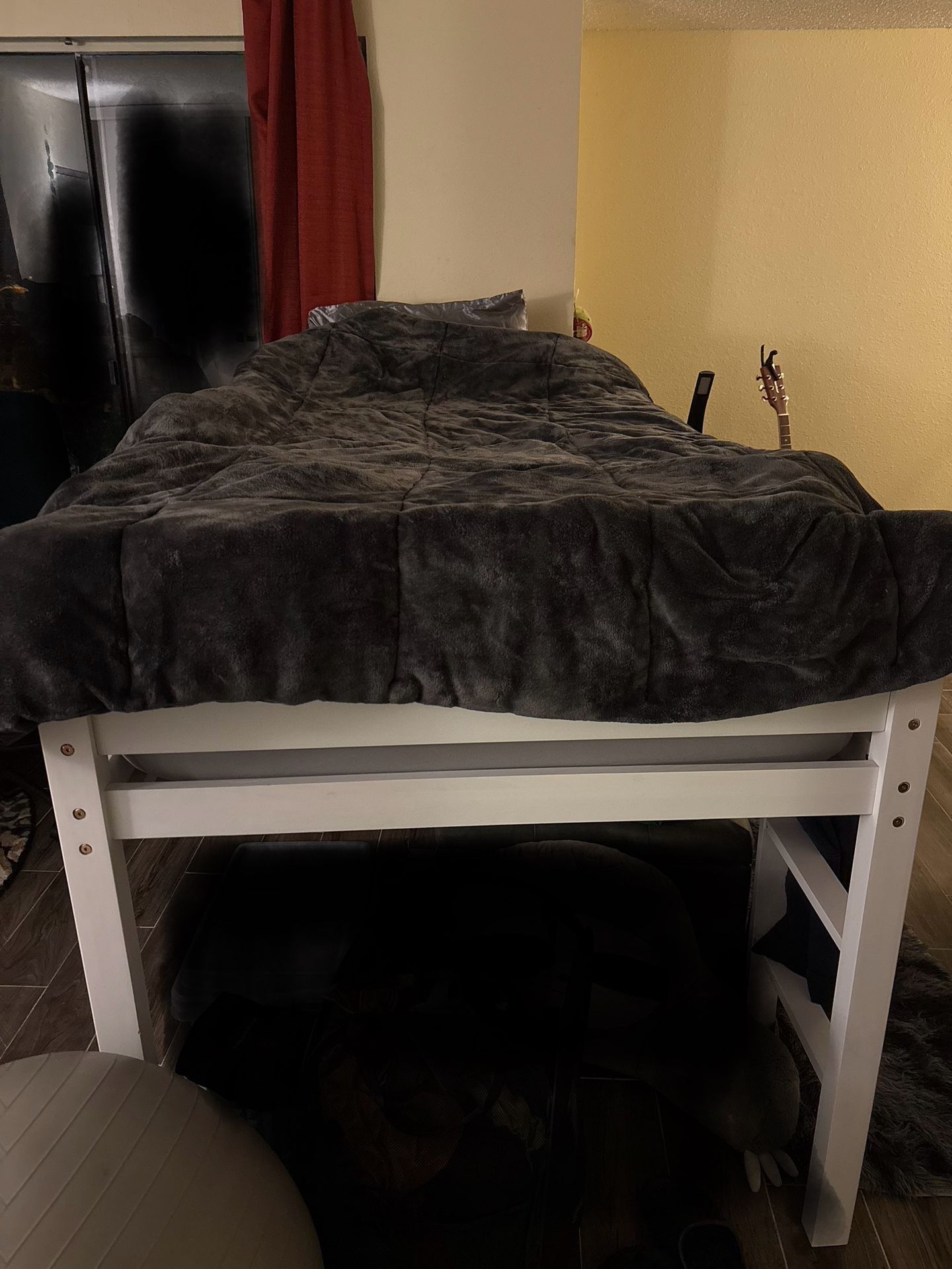Twin Bed Frame, Mattress, and Mattress Topper