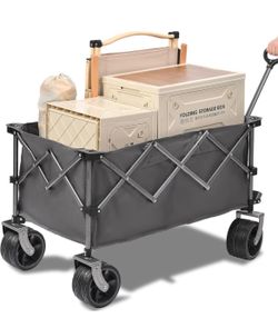 New 400L Collapsible Wagon, Folding Cart, Beach with Big Wheels, 450LB Heavy Duty Foldable