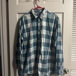 Mens Relaxed Fit Dickies Long Sleeve Button Up Plaid Shirt Size Large