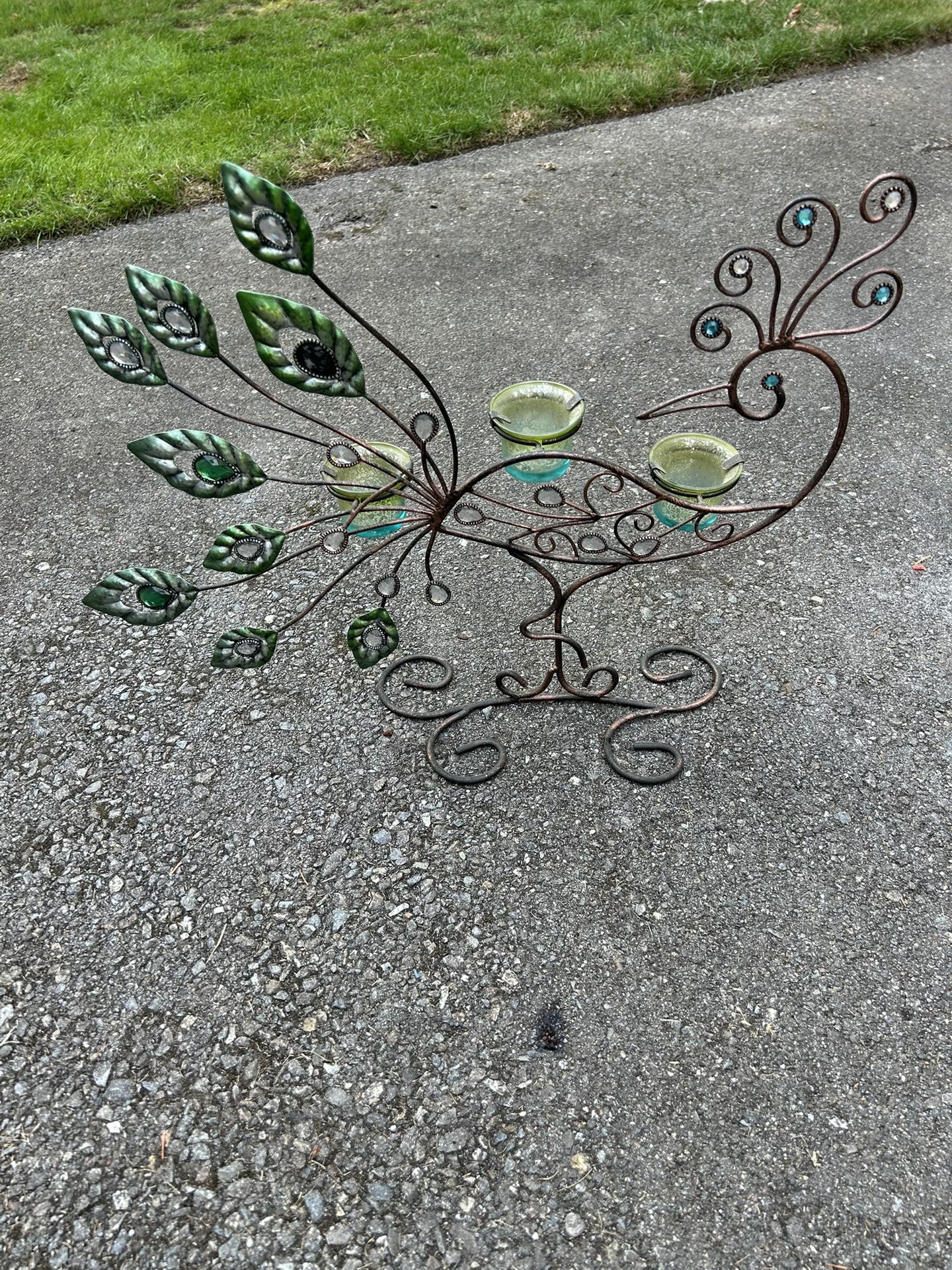 Metal Peacock Candle Holder