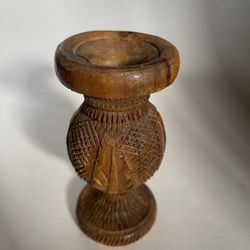 Taper Candle Holder Teak Wood Carved 