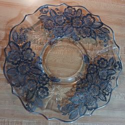VINTAGE SILVER CITY STERLING SILVER ON GLASS BREAD & BUTTER PLATE *READ DESCRIPTION*