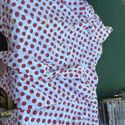 White With Red Pot Dot Scrubs Shirt And Pants combo