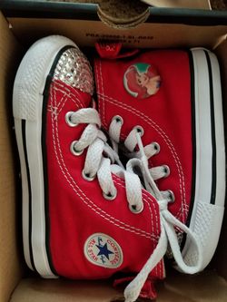 Customized red converse shoes