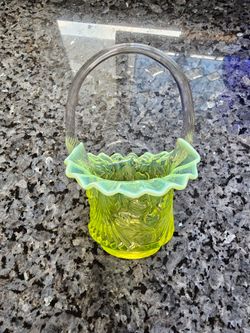 Fenton vaseline glass basket.