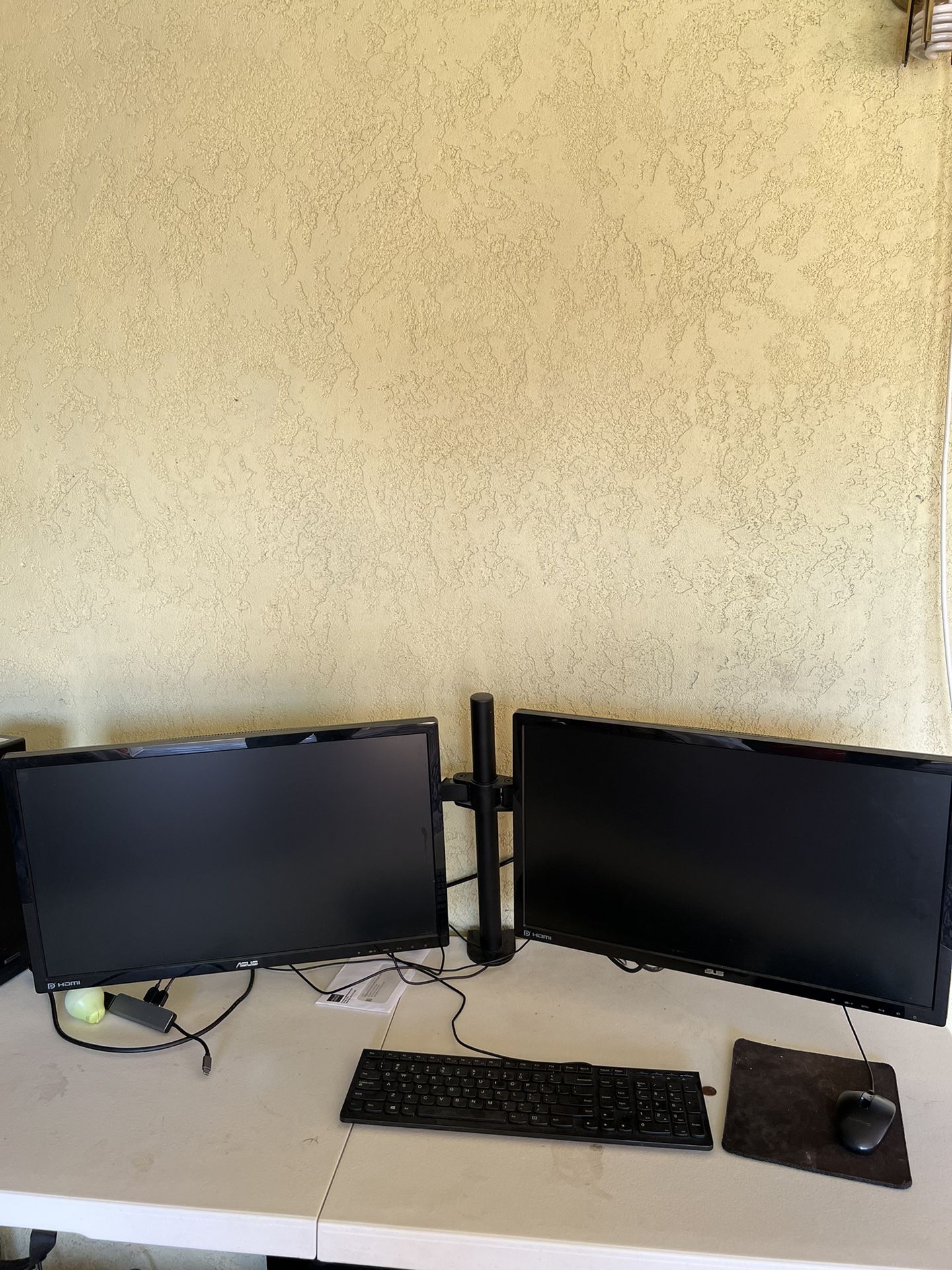 Dual Asus Monitors With Stand And Pc