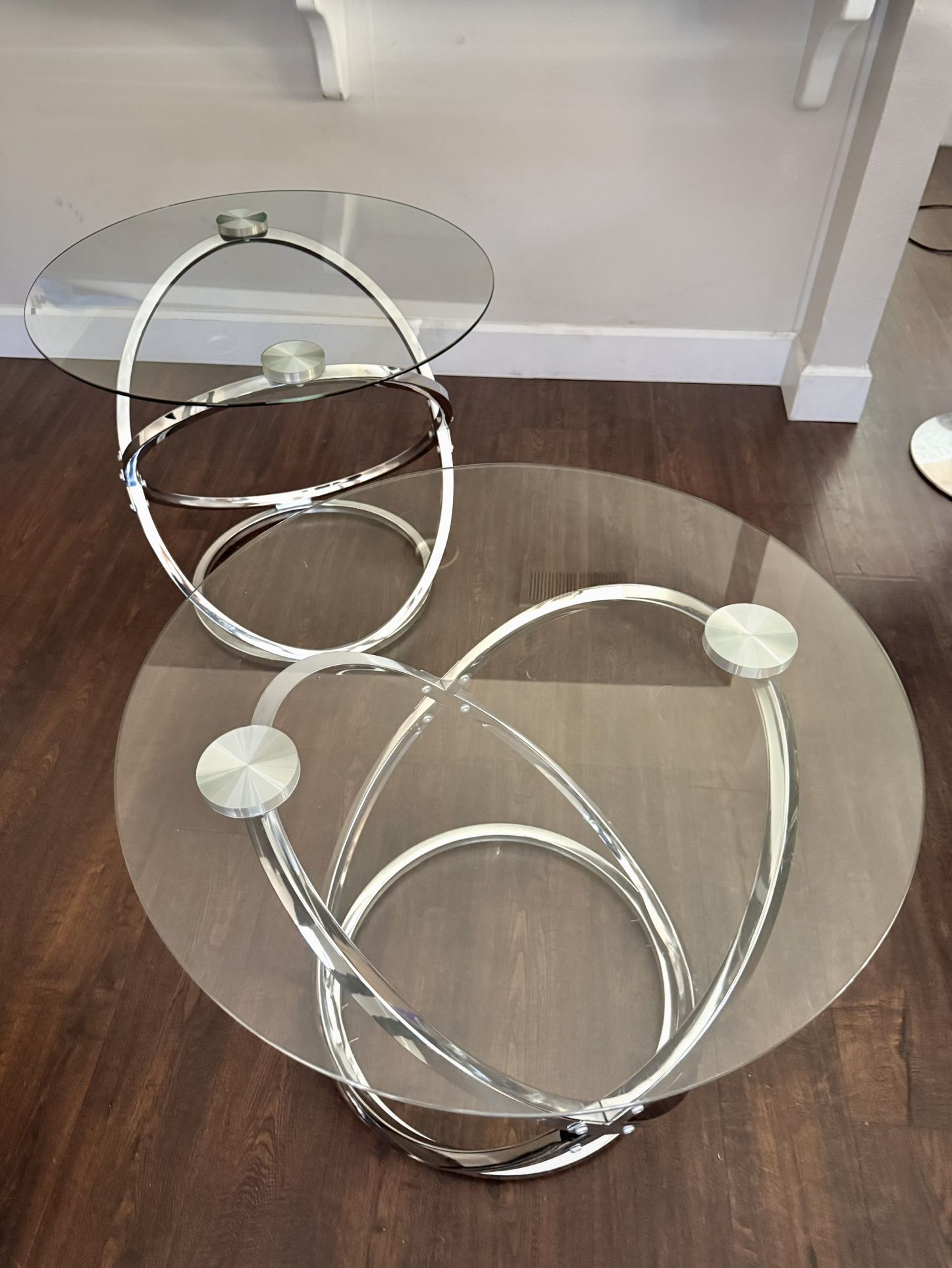 Modern Chrome & Glass End Tables