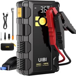 UIBI X5 Car Jump Starter with Air Compressor, 2000A Car Battery Jump Starter with 150PSI Tire Inflator Portable, Battery Jumper Starter, Jump Box for 