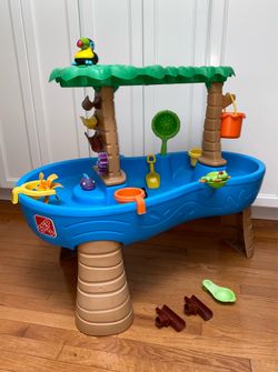Step2 tropical rainforest water table / outdoor sensory party table for toddlers and kids - with accessories - gently used