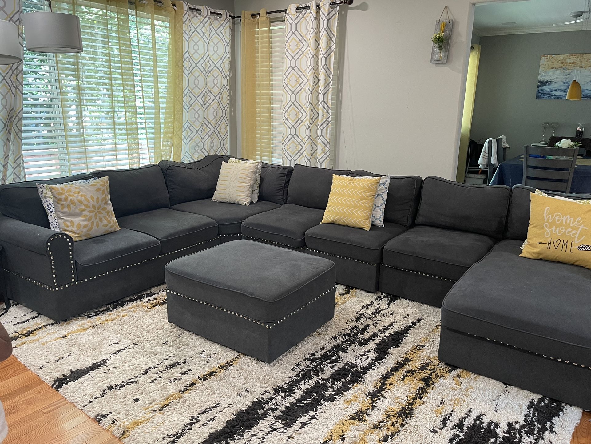 Sectional Sofa Set With Ottoman