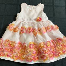 Bonnie Jean toddler girl size 3T floral spring Easter dress - light fraying on flower on back but not very noticeable