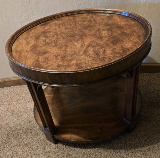 Vintage Wood Oval End Table