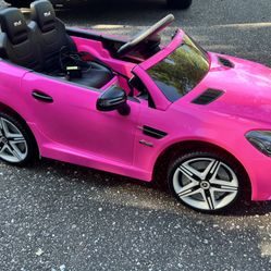 Aosom Mercedes SLC 300 Kids Electric Ride on Car Pink Licensed Remote Control 12V Battery Powered  W/ Music, Lights, Suspension 